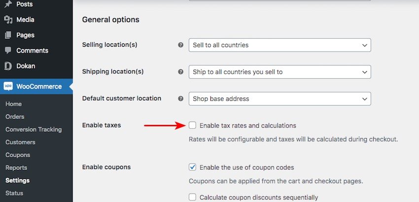 WooCommerce permite taxas de impostos