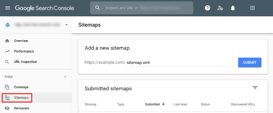 Añadir sitemap um console de pesquisa do Google