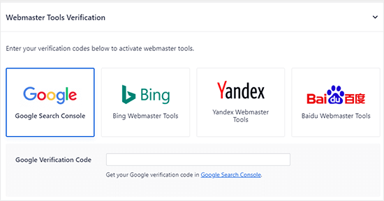 Verificação do Console de Pesquisa do Google