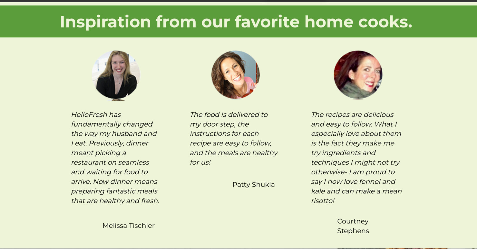 Exemplo de depoimento HelloFresh