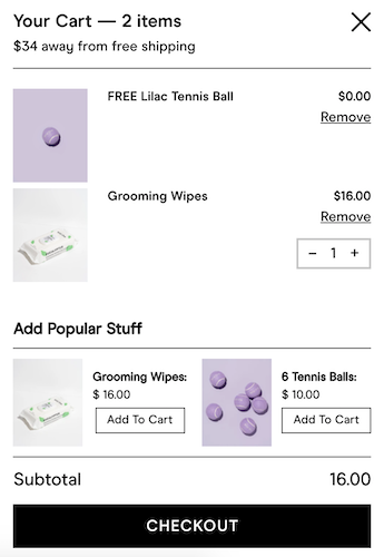 Exemplo de CTA Wild One de abandono de carrinho de compras