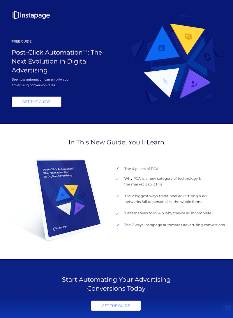 Exemplo de marcadores de página de destino de publicidade visual