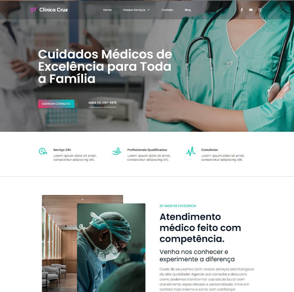 Portfólio Clínica Cruz Site Médicos Offweb