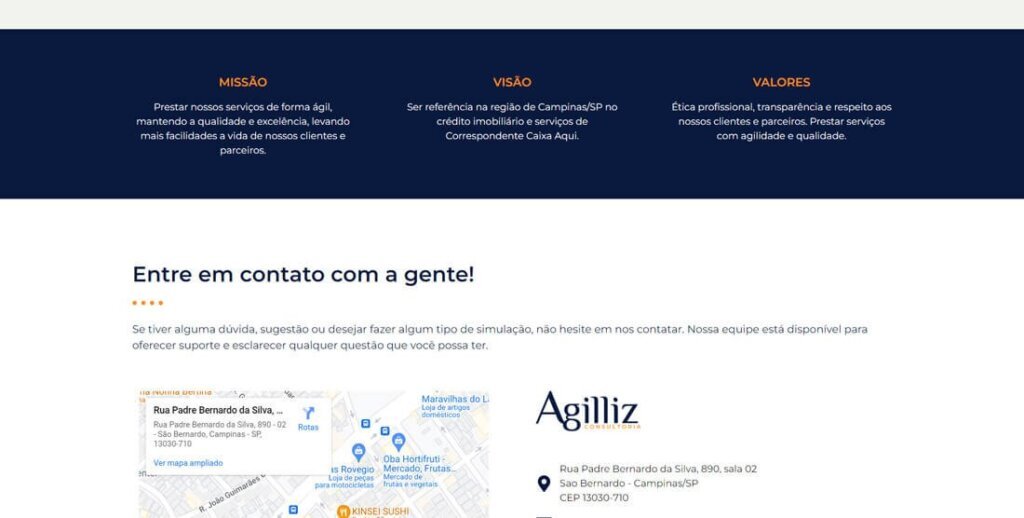 Portfolio Offweb Criação de sites Cliente Agilliz Consultoria 05